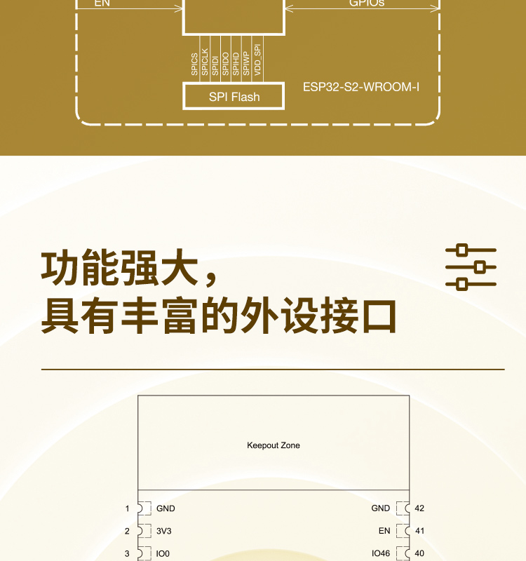 乐鑫esp官网ESP32-S2-WROOM-I-N4 2.4GHz WiFi(802.11 b/g/n)模组乐鑫wifi_mesh组网模块