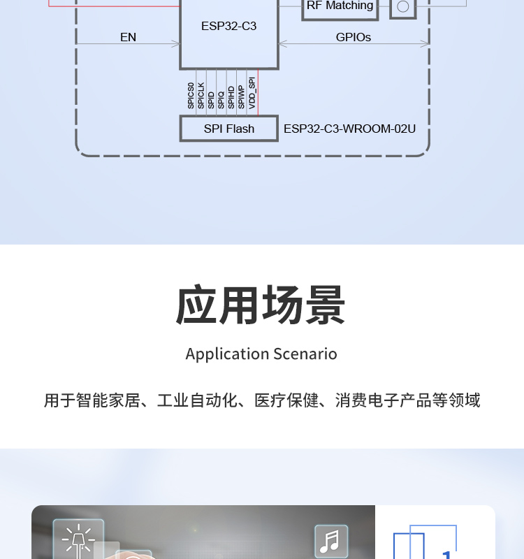 乐鑫科技的代理商ESP32-C3-WROOM-02U-H4无线收发模块ble蓝牙模组厂家