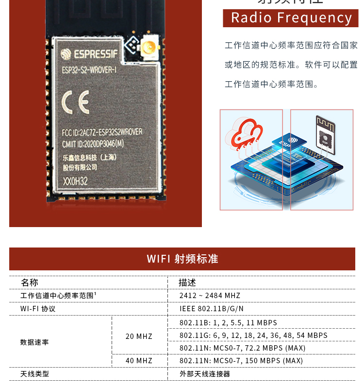 乐鑫科技淘宝官方店ESP32-S2-WROVER-I-N8R2 wifi蓝牙组合模块ble蓝牙芯片