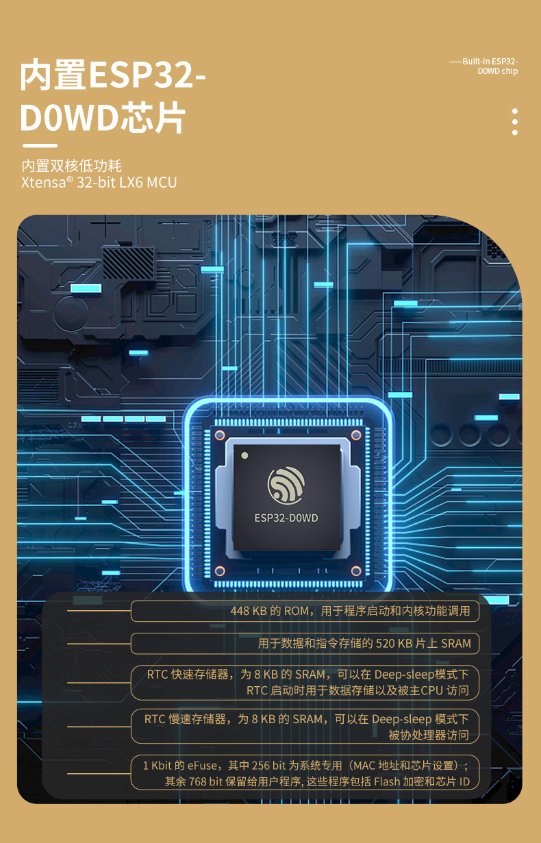 乐鑫官网淘宝ESP32-WROOM-32U 蓝牙wifi双模组wifi模块esp8266