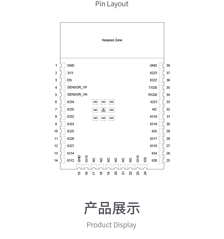 乐鑫信息科技官网ESP32-WROOM-32E-N16 2.4GHz Wi­Fi+蓝牙®+低功耗蓝牙模组自组网wifi mesh模块